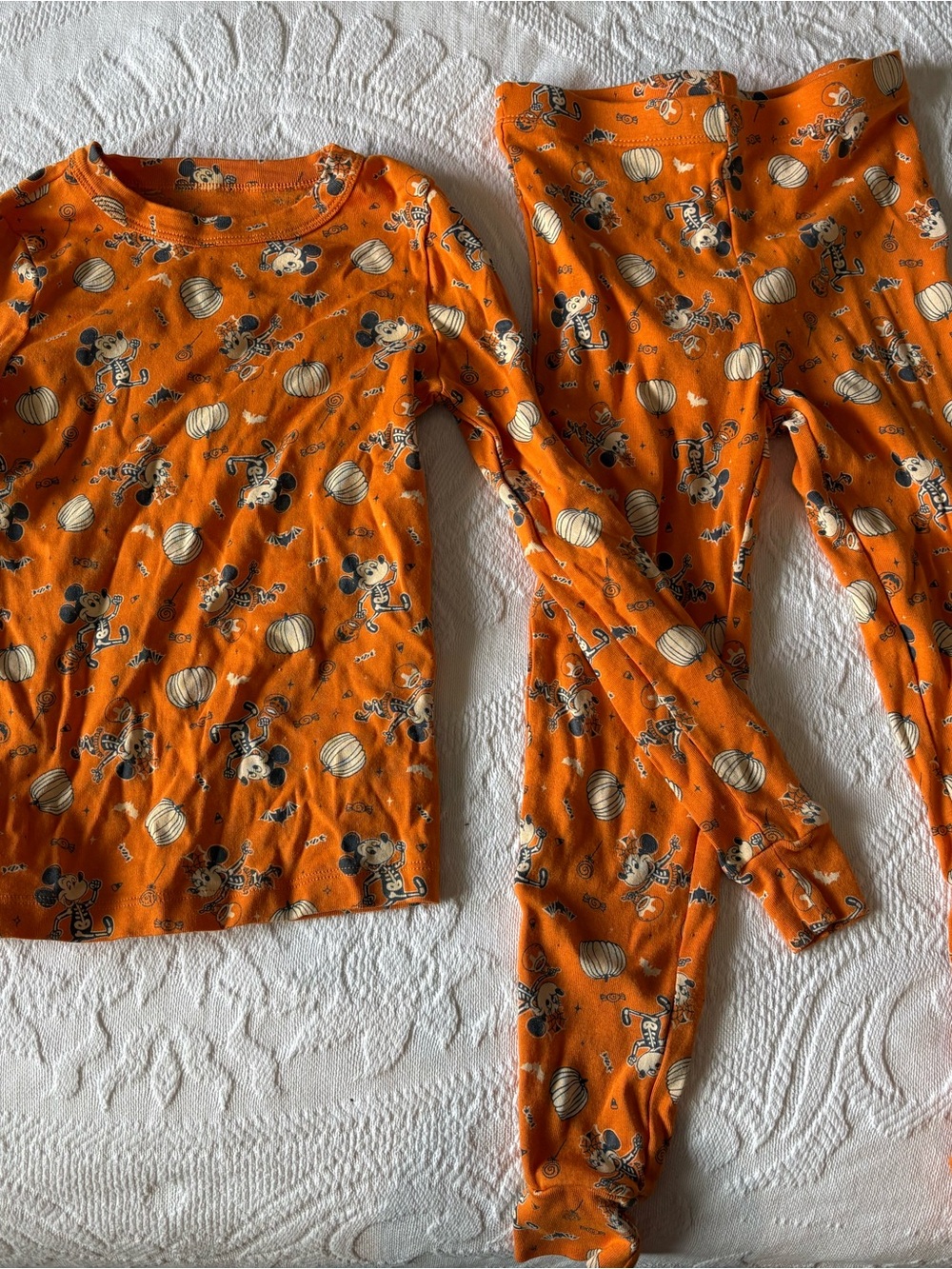 Children's Joe Fresh Orange Pumpkin & Mickey Mouse Print Pajama Set